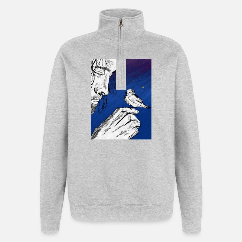 Nummer eins unter dem Mond - Quarter-Zip-Sweatshirt - Grau meliert