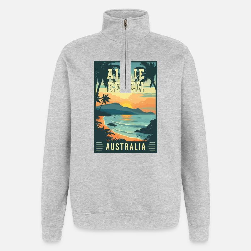 Découvrez Tropical Paradise Airlie Beach Australie - Sweat à zip 1/4 - gris chiné