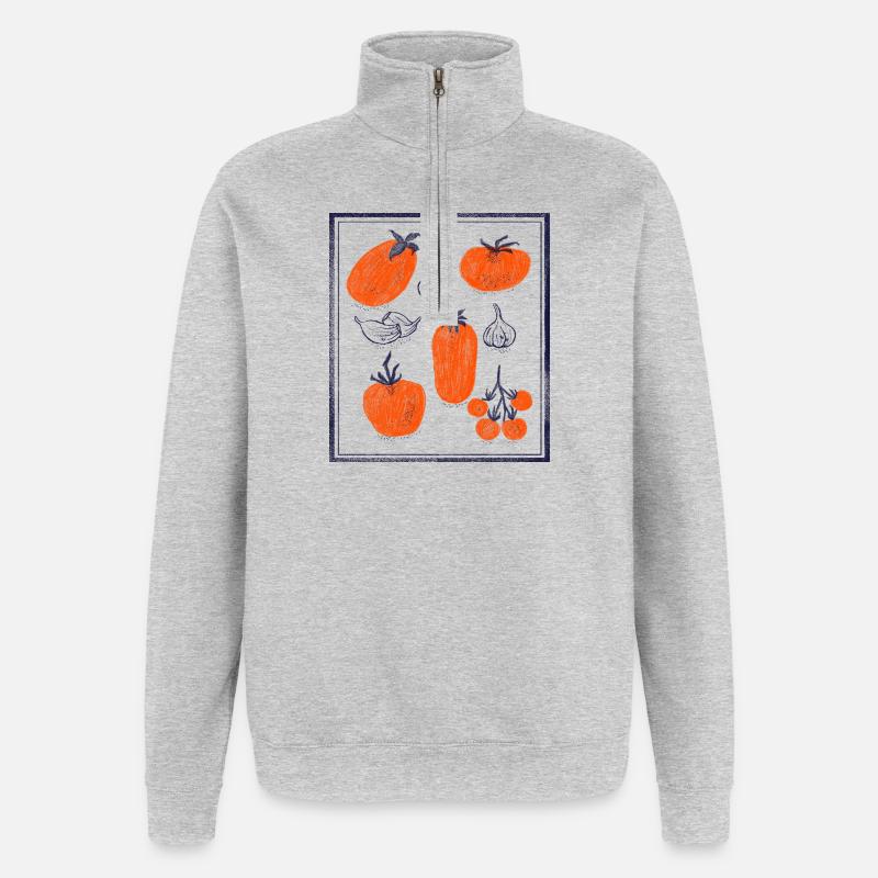 Tomato Bulb Garlic Pattern - Quarter-Zip Sweatshirt - heather grey