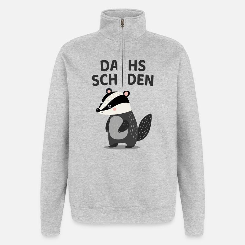 Dachs Schaden Lustiger Dachs Spruch - Quarter-Zip-Sweatshirt - Grau meliert