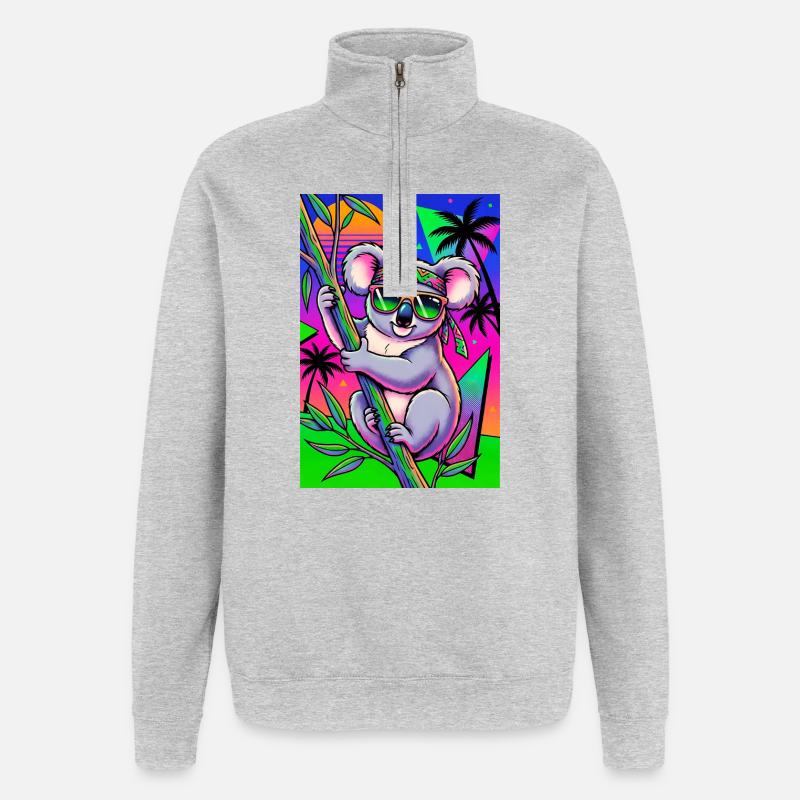 Koala - Sweat à zip 1/4 - gris chiné