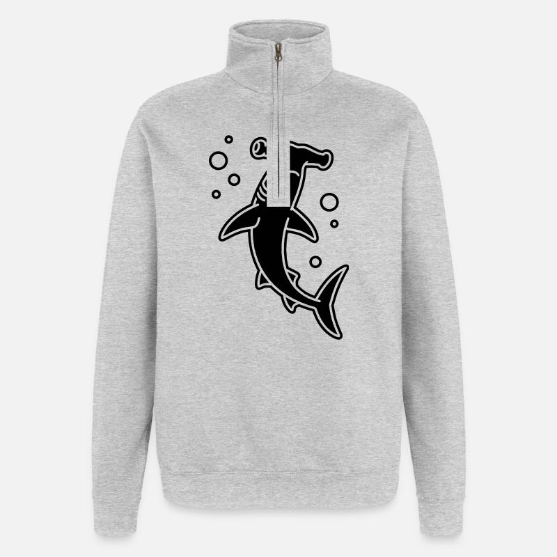 Requin-marteau - Sweat à zip 1/4 - gris chiné