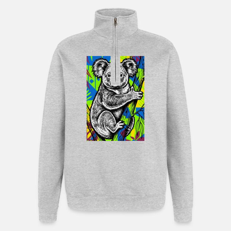 Koala - Sweat à zip 1/4 - gris chiné
