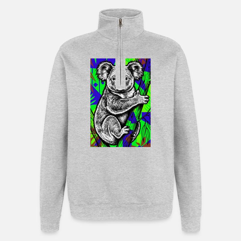 Koala - Sweat à zip 1/4 - gris chiné