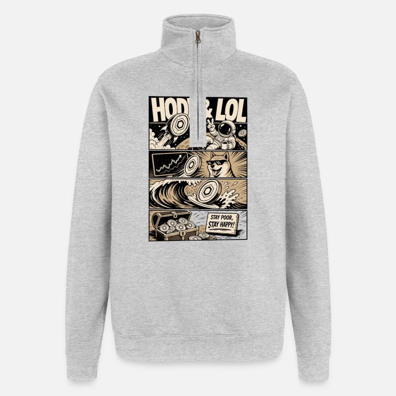 HODL LOL Crypto Meme Comic - Quarter-Zip Sweatshirt - heather grey