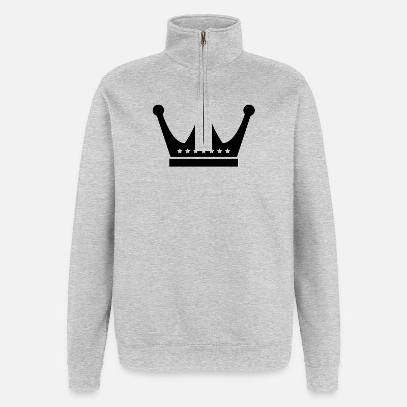Couronne - Sweat à zip 1/4 - gris chiné