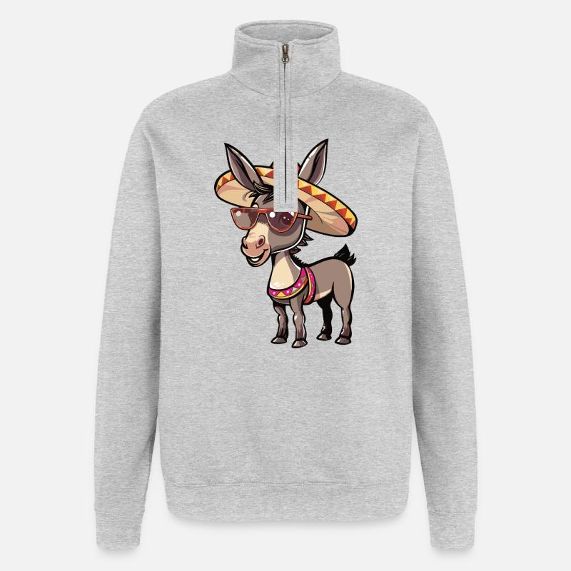 Sombrero drôle d’âne - Sweat à zip 1/4 - gris chiné