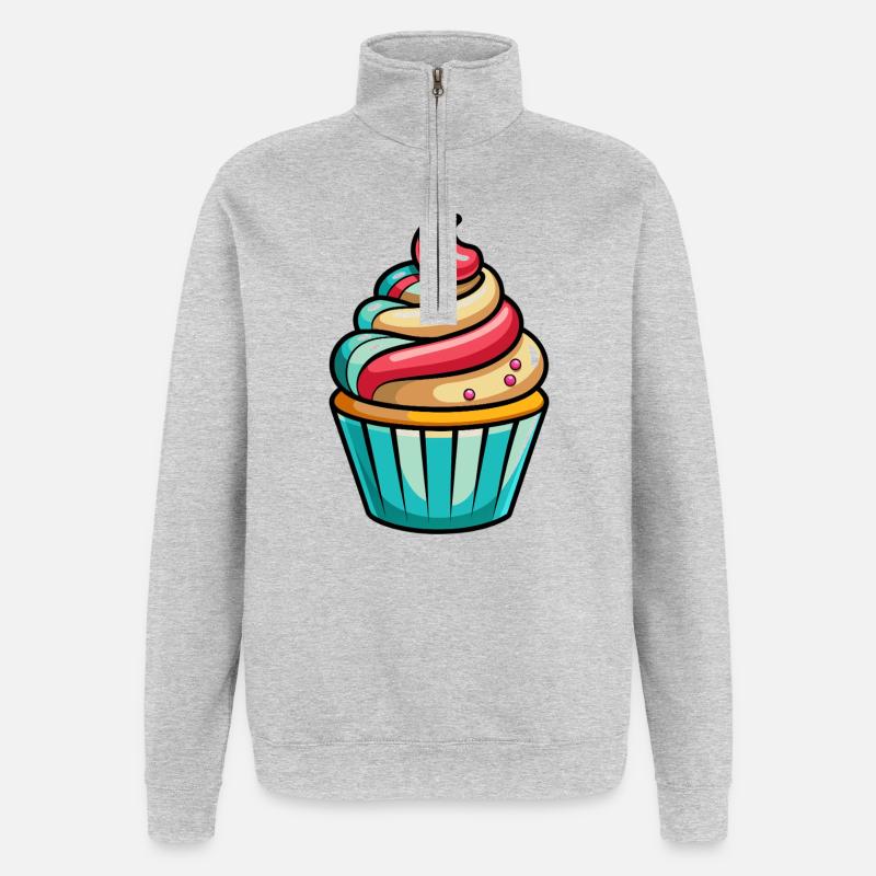 Cupcakes - Quarter-Zip-Sweatshirt - Grau meliert