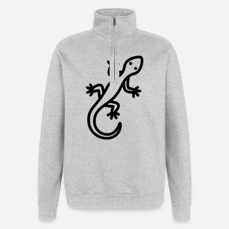 lézard - Sweat à zip 1/4 - gris chiné