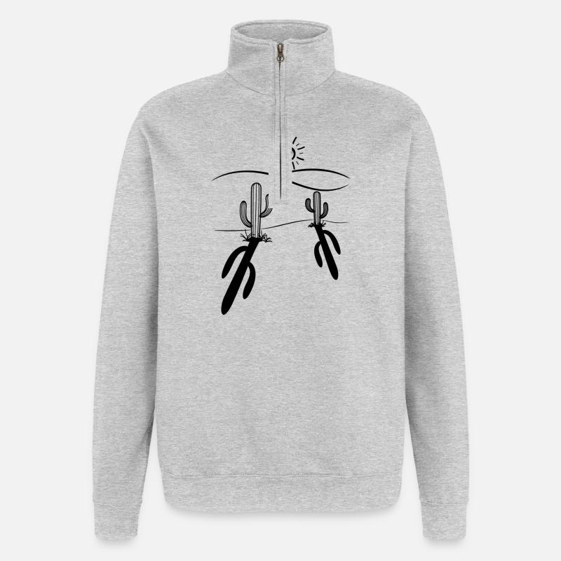 Kaktus - Quarter-Zip-Sweatshirt - Grau meliert