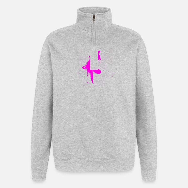 tache de couleur - Sweat à zip 1/4 - gris chiné
