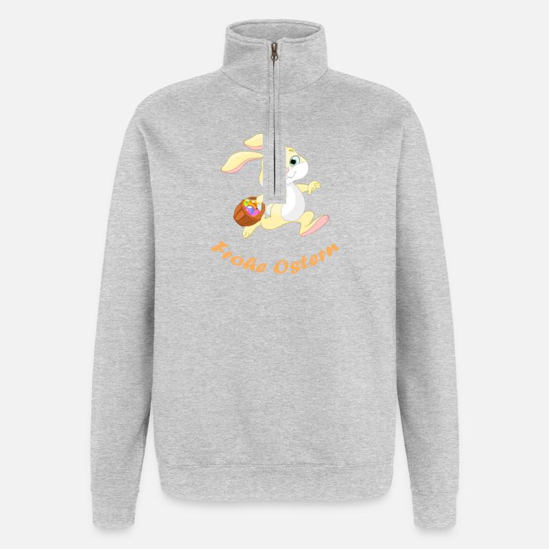 Pâques - Sweat à zip 1/4 - gris chiné