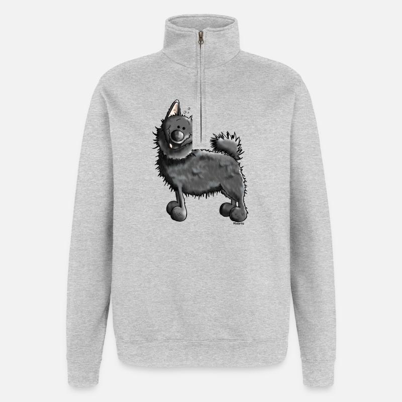 Lustiger Schipperke - Hund - Quarter-Zip-Sweatshirt - Grau meliert