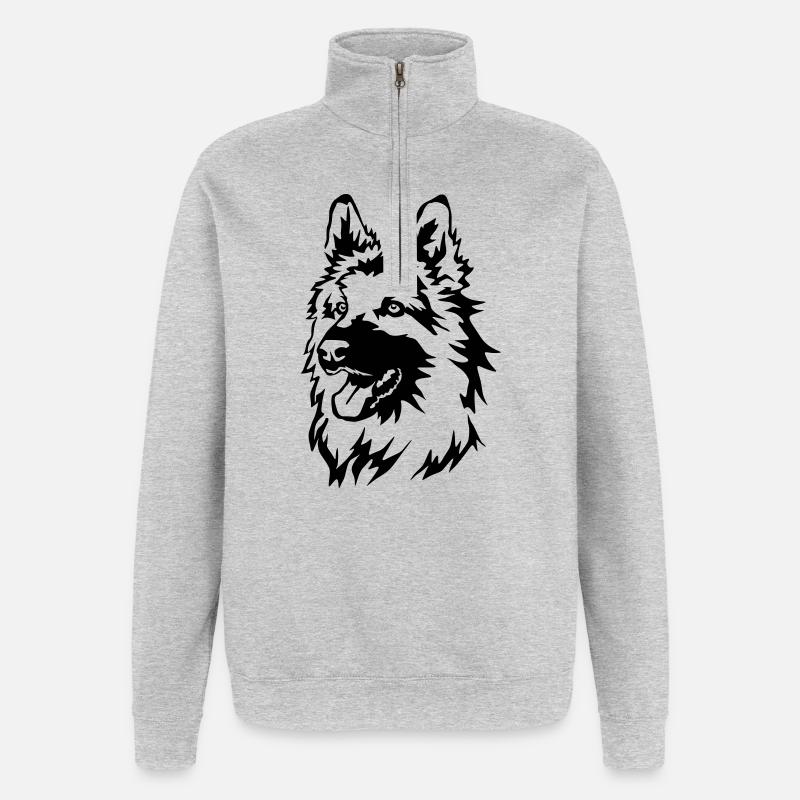 German shepherd head - Quarter-Zip Sweatshirt - heather grey