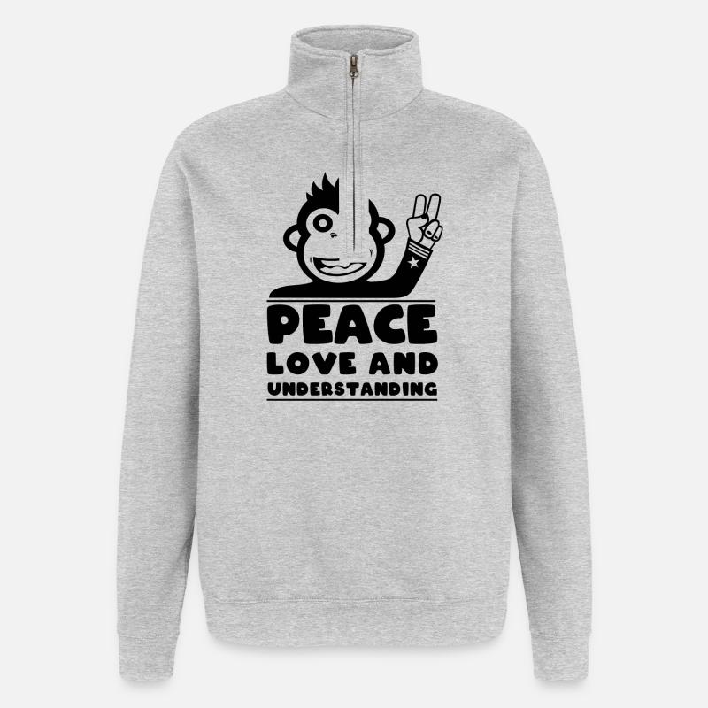 Peace love and understanding - Quarter-Zip Sweatshirt - heather grey