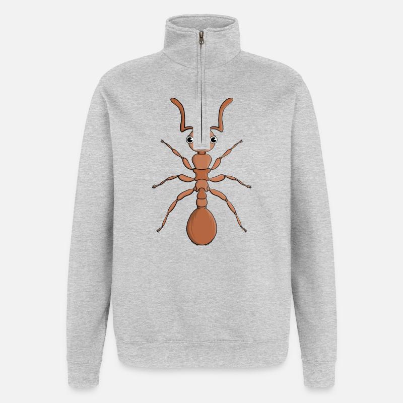 Étreindre une fourmi - Sweat à zip 1/4 - gris chiné