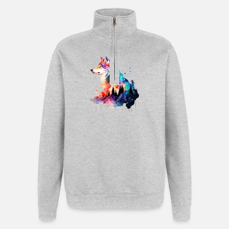 Wolf - Quarter-Zip-Sweatshirt - Grau meliert