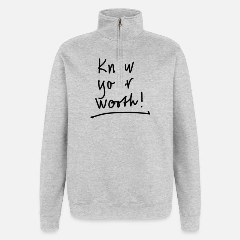 Sachez ce que vous valez - Sweat à zip 1/4 - gris chiné