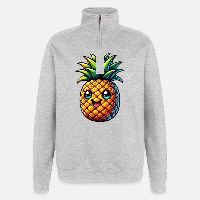 Ananas - Quarter-Zip-Sweatshirt - Grau meliert