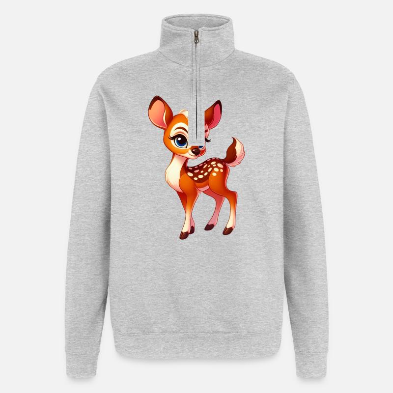 Faon - Sweat à zip 1/4 - gris chiné