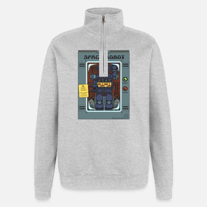 Robot spatial jouet. - Sweat à zip 1/4 - gris chiné