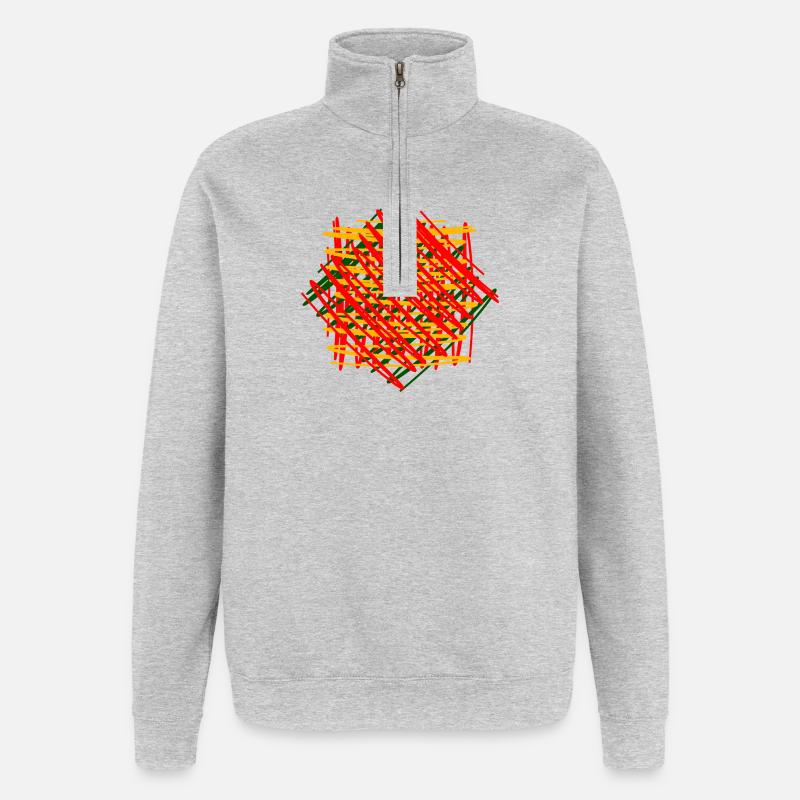 Geometrisches Farbenspiel Druckdesign - Quarter-Zip-Sweatshirt - Grau meliert