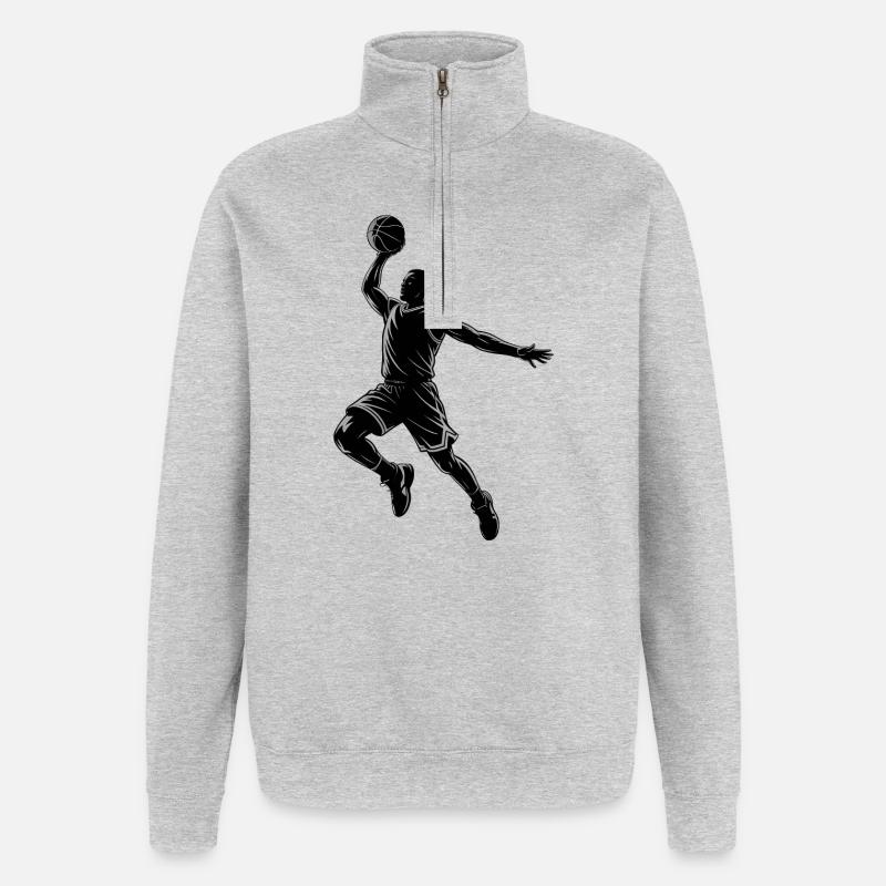Basketball Dunk - Cool Silhouette Logo - Sweat à zip 1/4 - gris chiné