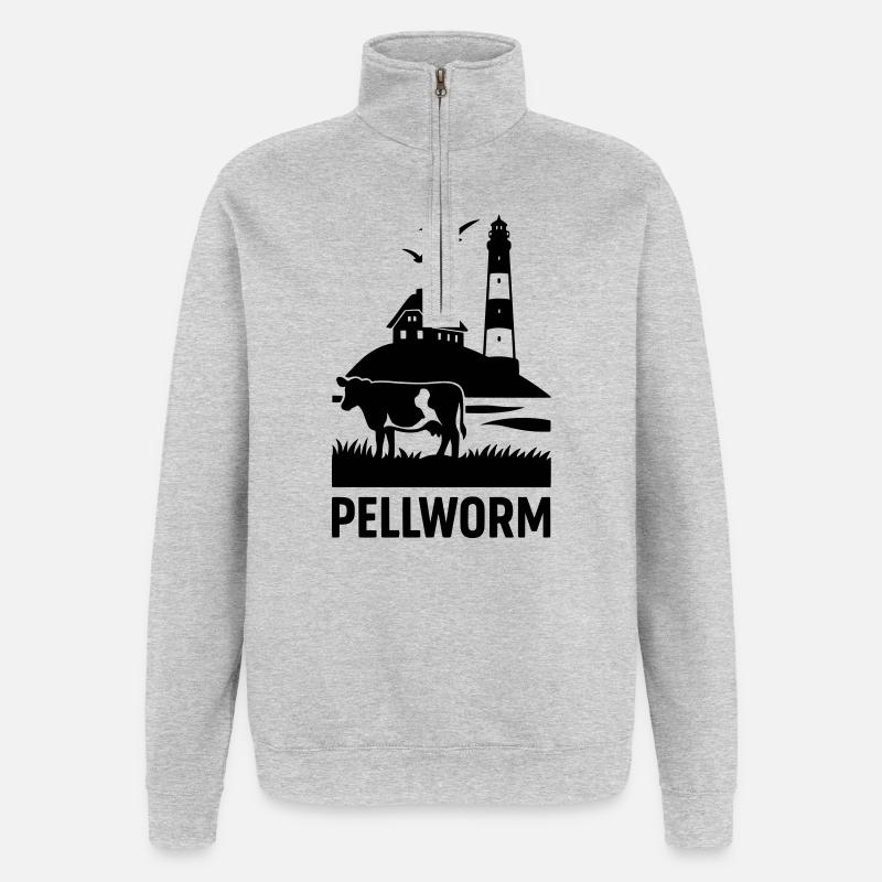 Insel Pellworm - Quarter-Zip-Sweatshirt - Grau meliert