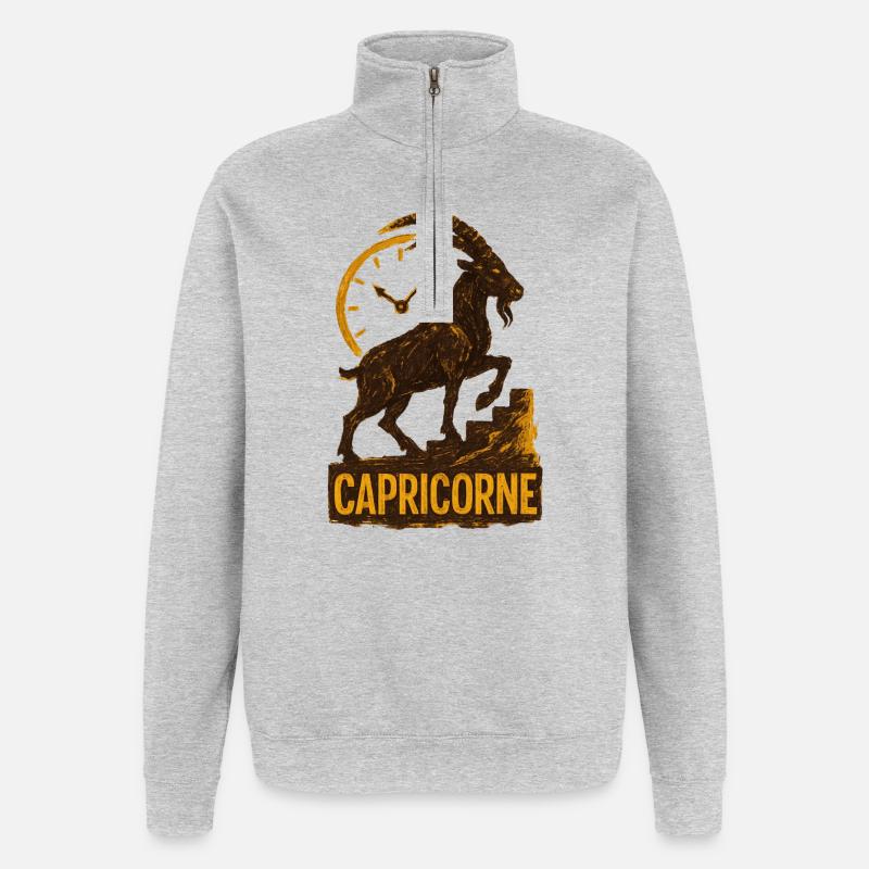 Steinbock Sternzeichen - Astrologie - Quarter-Zip-Sweatshirt - Grau meliert
