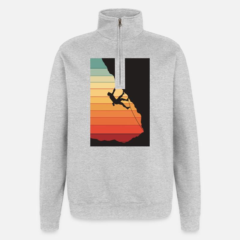 Grimpeurs au coucher du soleil - Sweat à zip 1/4 - gris chiné