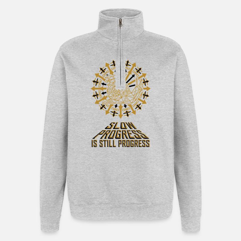 Slow Progress Rocket Snail - Quarter-Zip Sweatshirt - heather grey