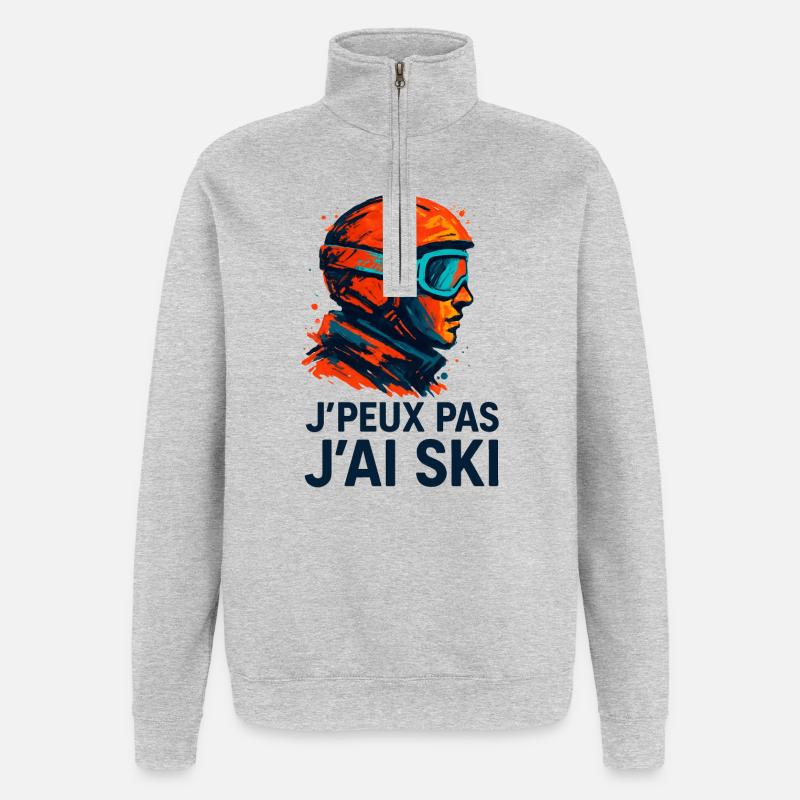 I can't I ski - Quarter-Zip Sweatshirt - heather grey
