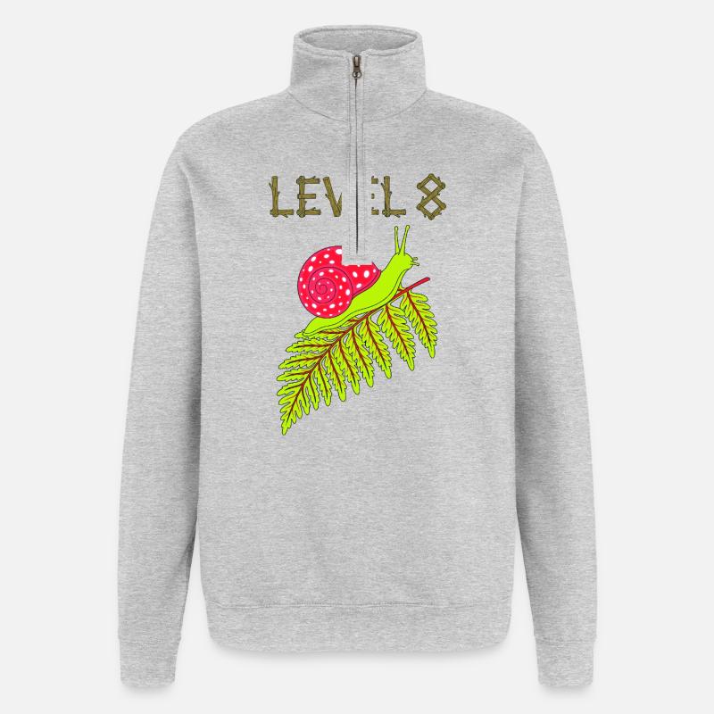 Level 8 Schnecke - Quarter-Zip-Sweatshirt - Grau meliert