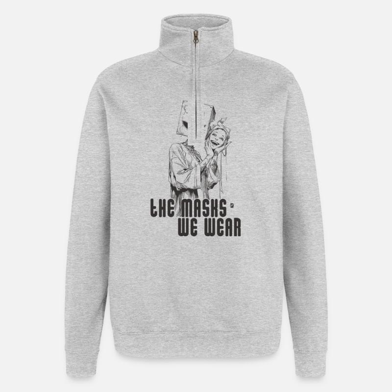 Les masques que nous portons - Sweat à zip 1/4 - gris chiné