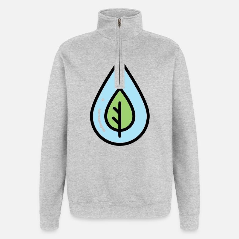 Wassertropfen Blatt Öko - Quarter-Zip-Sweatshirt - Grau meliert