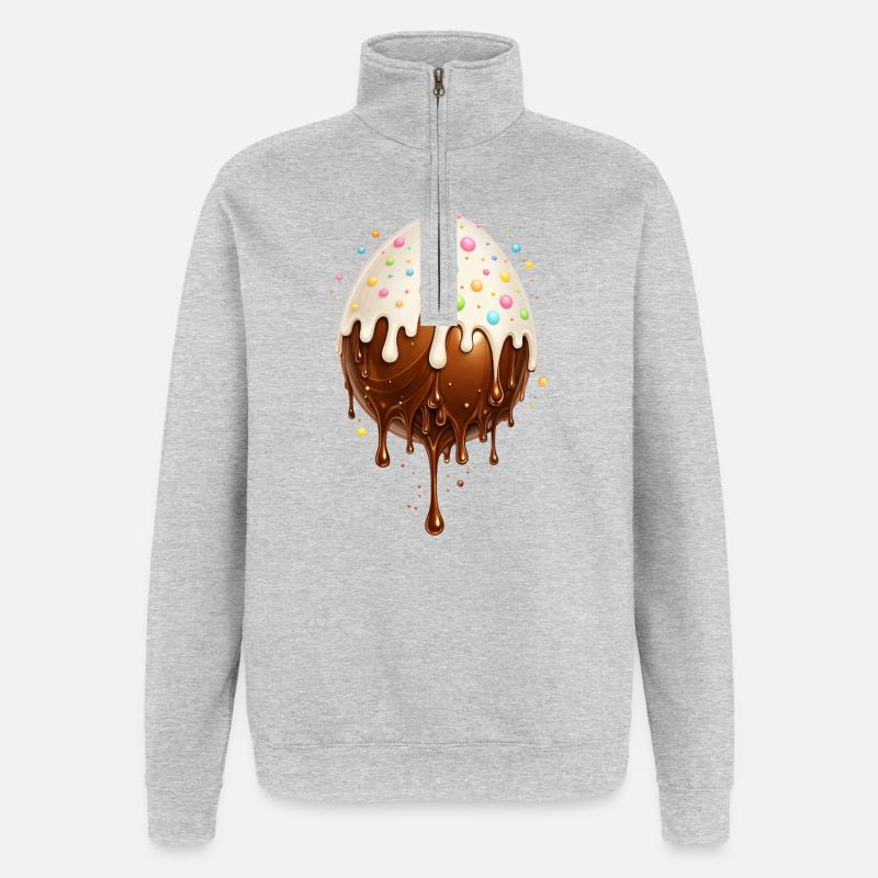 Schokoladenei mit Zuckerguss  - Quarter-Zip-Sweatshirt - Grau meliert