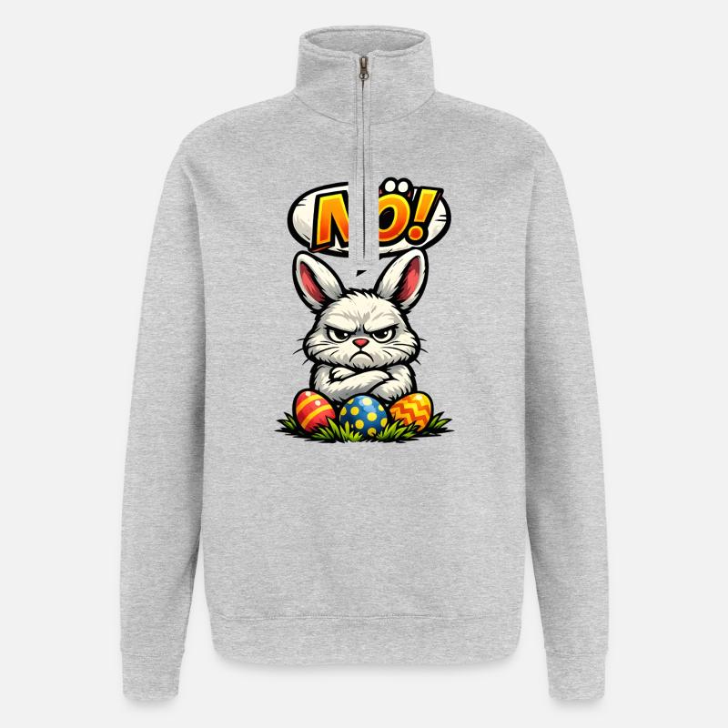 NÖ Hase Ostern Geschenk - Quarter-Zip-Sweatshirt - Grau meliert