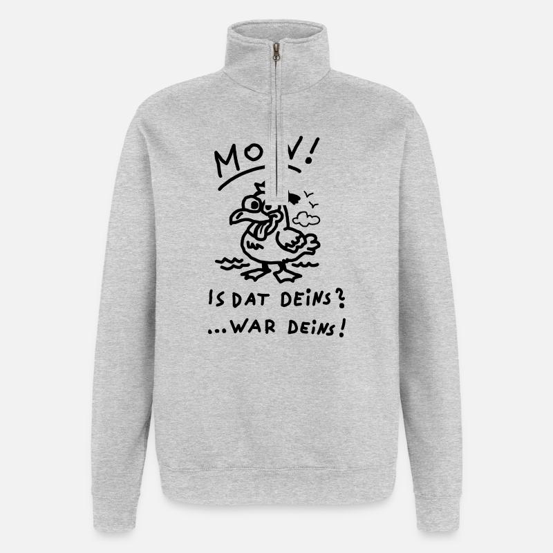 Moin Möwe War Deins Lustiger Spruch  - Quarter-Zip-Sweatshirt - Grau meliert