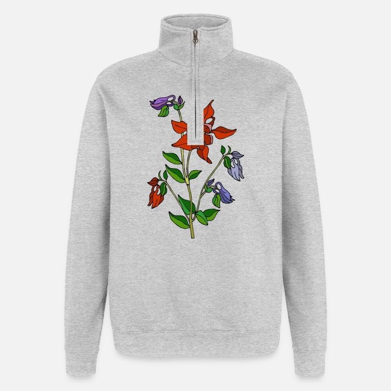 Flowers - Quarter-Zip Sweatshirt - heather grey