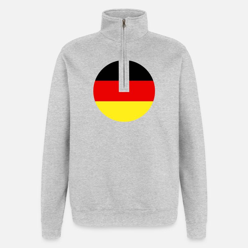 Drapeau rond allemand - Sweat à zip 1/4 - gris chiné