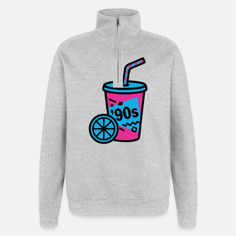 90s Retro Becher Slush Sommer - Quarter-Zip-Sweatshirt - Grau meliert