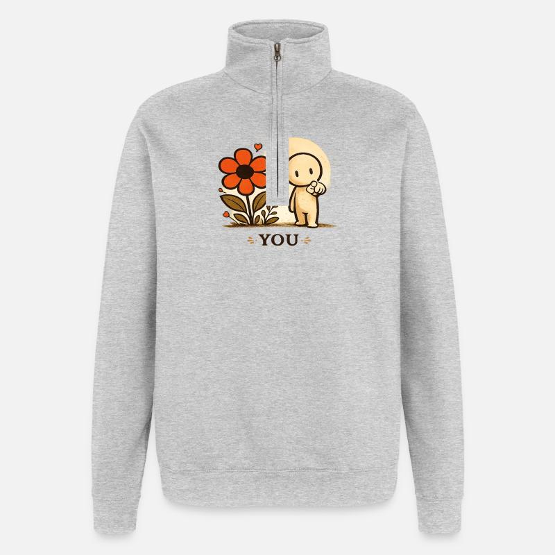 Der kleine Gedanke | YOU - Quarter-Zip-Sweatshirt - Grau meliert