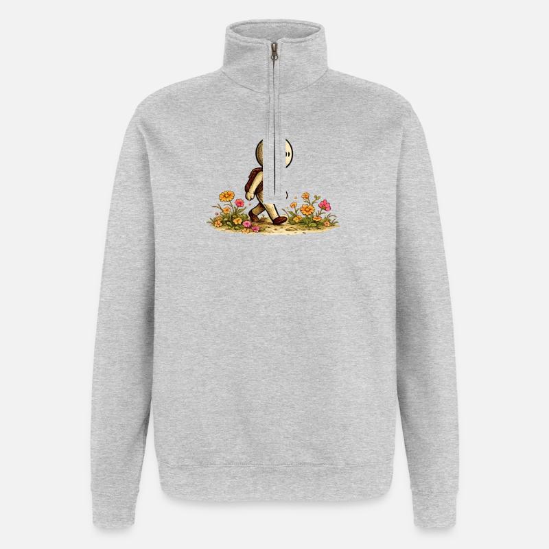Der kleine Gedanke | Wanderer - Quarter-Zip-Sweatshirt - Grau meliert