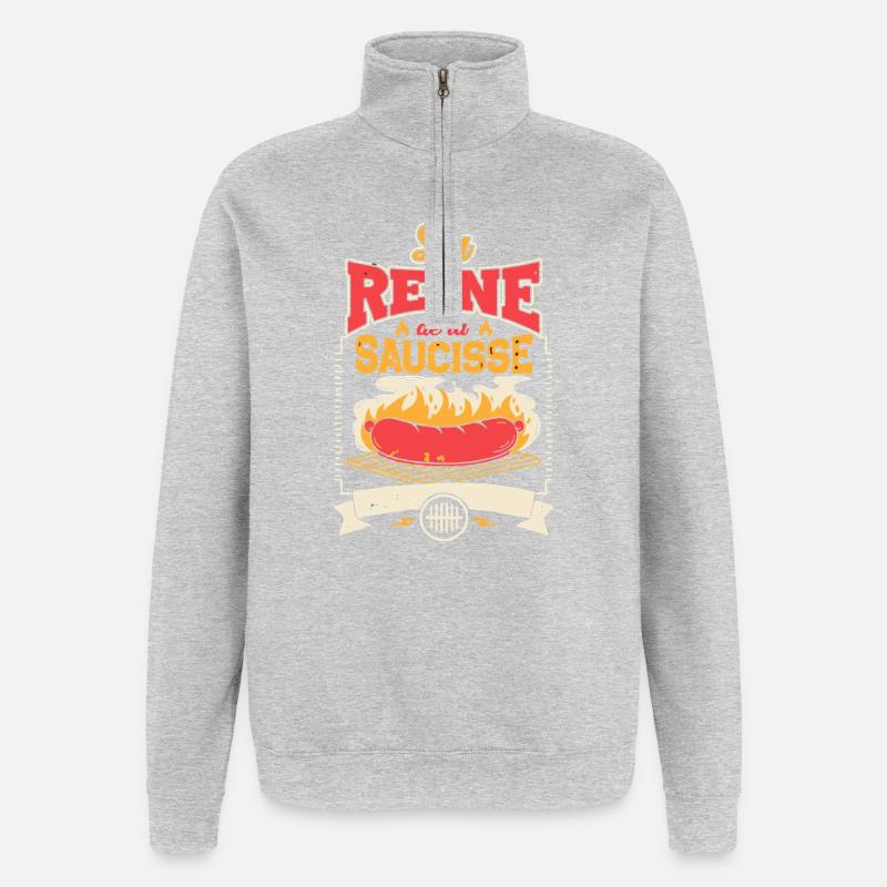 Reine de la Saucisse - Sweat à zip 1/4 - gris chiné