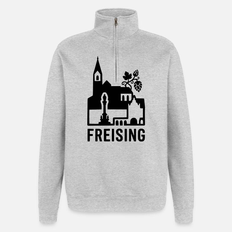 Freising Oberbayern Silhouette Wahrzeichen - Quarter-Zip-Sweatshirt - Grau meliert