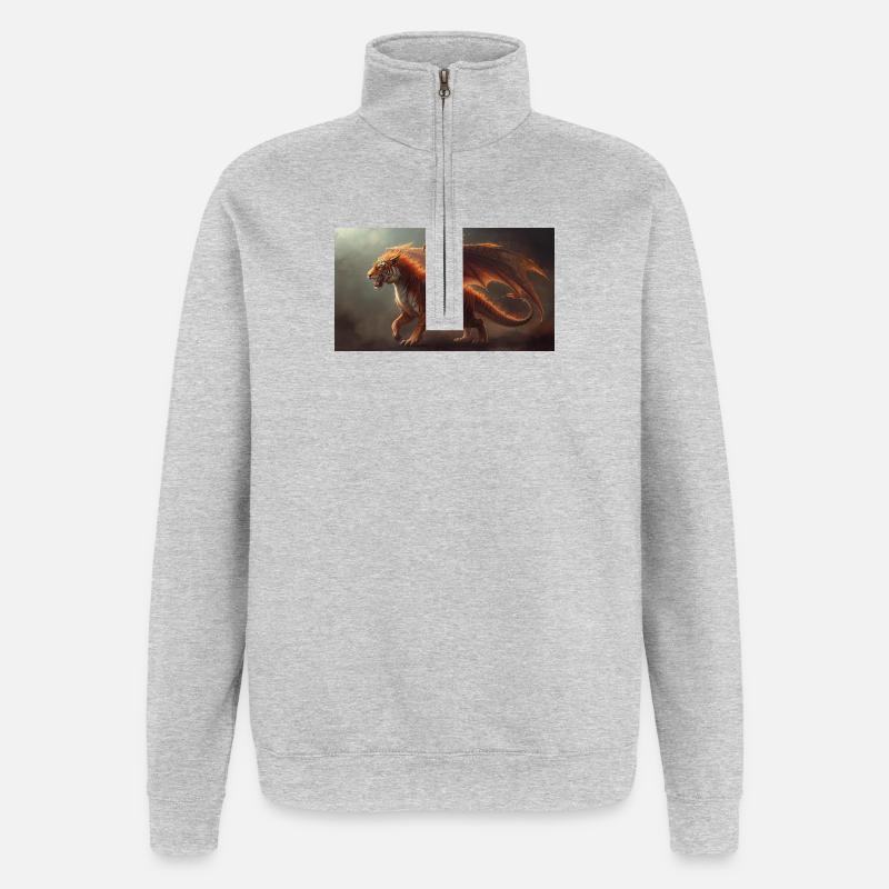 Drachentiger 1 - Quarter-Zip-Sweatshirt - Grau meliert