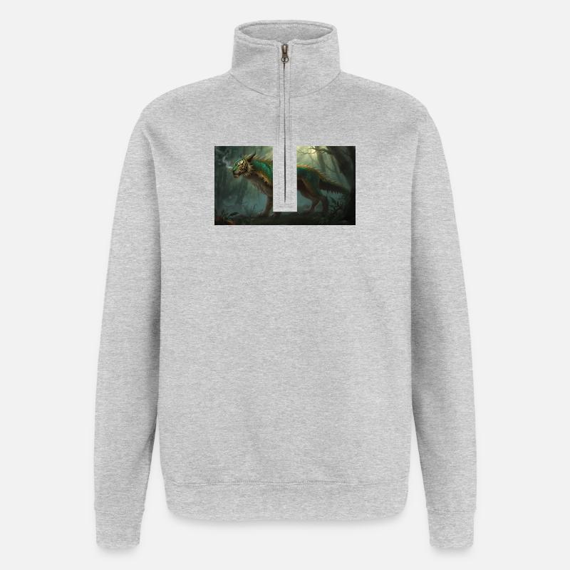 Drachentiger 2 - Quarter-Zip-Sweatshirt - Grau meliert