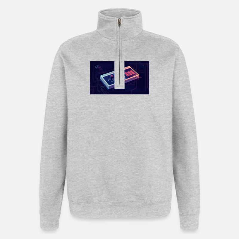 Console 80 - Sweat à zip 1/4 - gris chiné