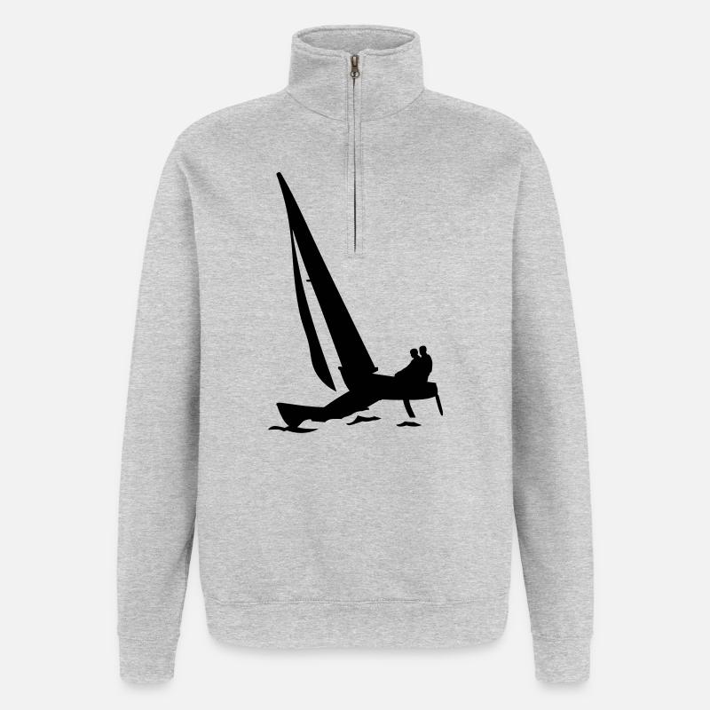 catamaran - Sweat à zip 1/4 - gris chiné