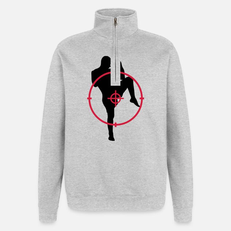 Kickboxen / Kickboxing / Kickboxer / Kick Boxing - Quarter-Zip-Sweatshirt - Grau meliert